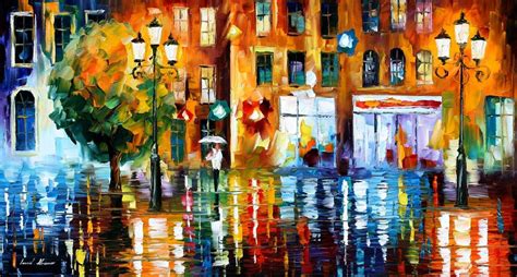 ArtStation - RAINY CITY — oil painting on canvas