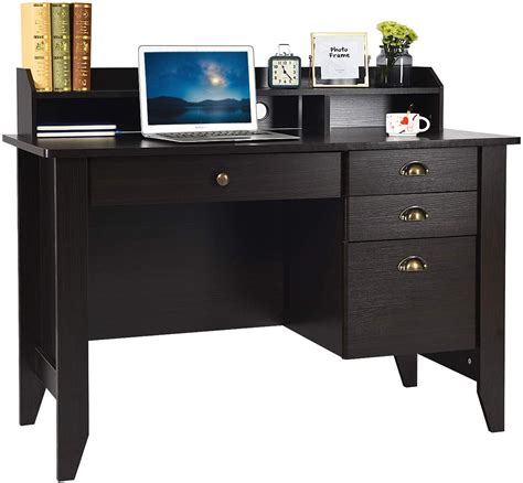 Modern Farmhouse Computer Desk with Drawers, Wood Home Office Desk with ...