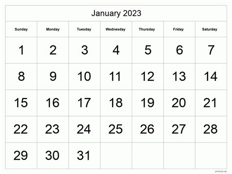 2023 Year Calendar Yearly Printable Blank Free Microsoft Word Example ...