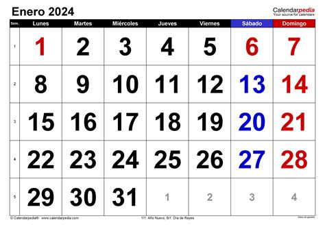 Calendario 2024 Enero Excel - Jany Roanne