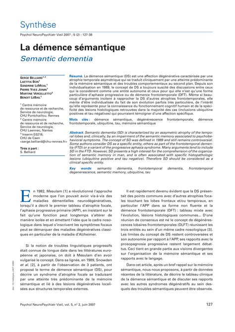 (PDF) Semantic dementia