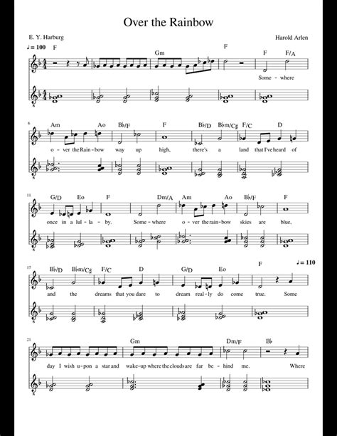 Over the Rainbow sheet music for Piano download free in PDF or MIDI