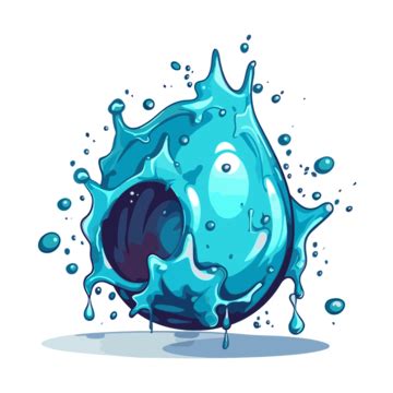 Splash Of Water Vector, Sticker Clipart Water Drop Illustration With A Colorful Smile Cartoon ...