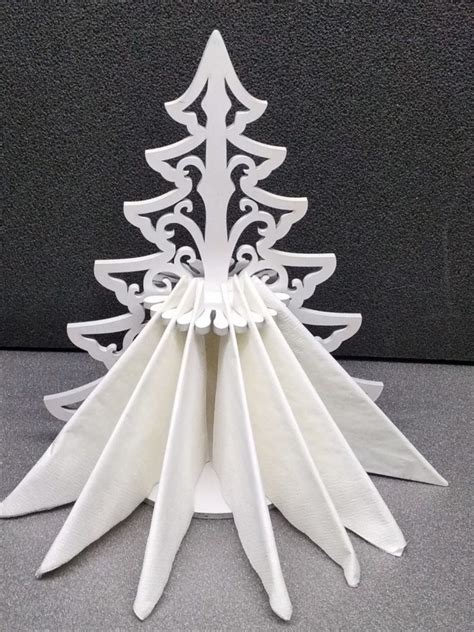 Laser Cut Christmas Tree Napkin Holder Free Vector cdr Download - 3axis.co