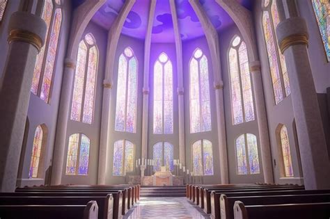 Premium AI Image | Interior of purple environment church