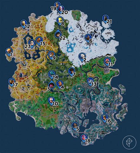 Fortnite Chapter 4 Season 3 character locations