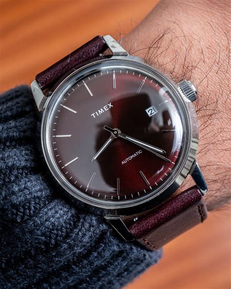 Timex Marlin Automatic Burgundy Dial Online Exclusive Watch | aBlogtoWatch