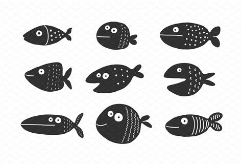 Fish set silhouettes | Animal Illustrations ~ Creative Market