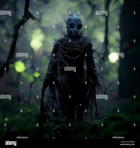 Scary ghoul in dark forest Halloween digital art Stock Photo - Alamy