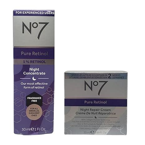 Amazon.com: No. 7 No7 Pure Retinol Skincare Bundle - Contains Pure Retinol Night Repair Cream (1 ...