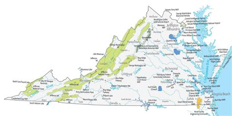 Virginia State Map - Places and Landmarks - GIS Geography