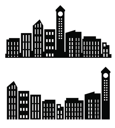 On a white background, a vector set of illustrations of city buildings ...