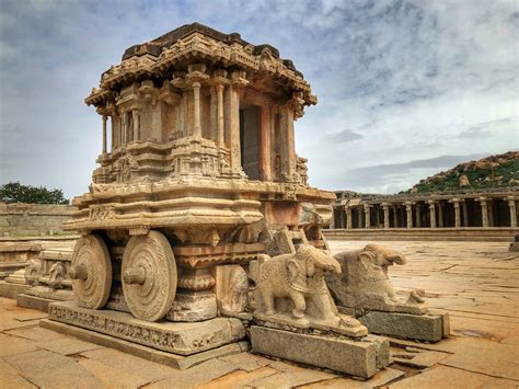 A Stone Chariot, Hindu Temple, 15th Century, Hampi, India. Hampi was the world's second largest ...