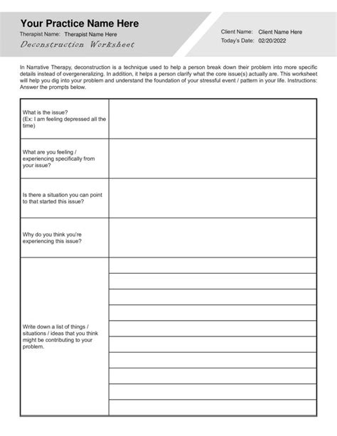 Narrative Therapy Worksheet Narrative Therapy Exercises - Answer - Worksheets Library