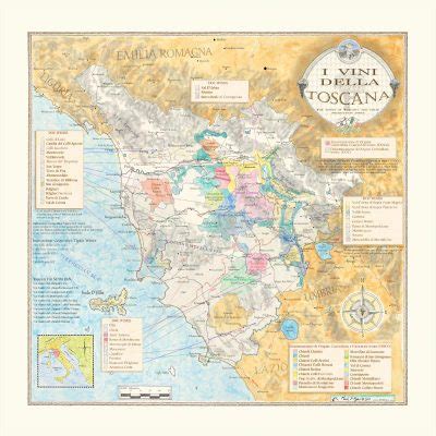 Tuscany Wine Map - Mark P Ryan Artist