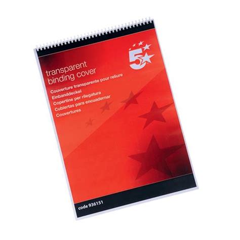 5 Star Office Comb Binding Covers PVC 190 micron A3 Clear [Pack 100] - 936151 - 05018206040039 ...