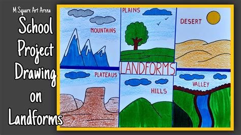 School Project Drawing on Landforms | Drawing for Students | Types of ...