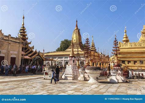 Architecture of Shwezigon Pagoda in Bagan Editorial Stock Image - Image of afternoon, mountains ...