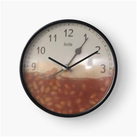 "cursed image of baked beans in a clock." Clock for Sale by crumpetstrumpet | Redbubble