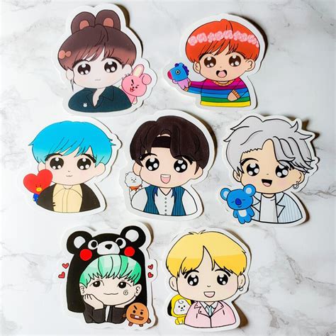 BTS Chibi Stickers | Etsy