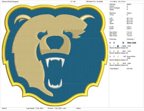 Morgan State Bears - Secondary Logo (2002) - College Sports Embroidery ...