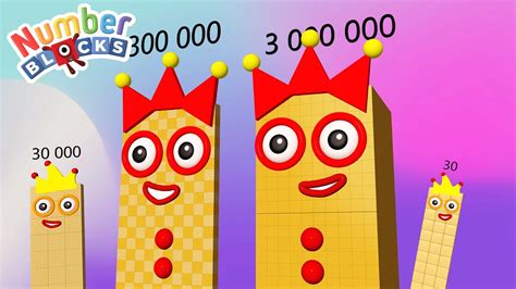 Numberblocks Comparison 3 30 300 3000 30000 to 3 Million Numberblocks Standing Tall - YouTube