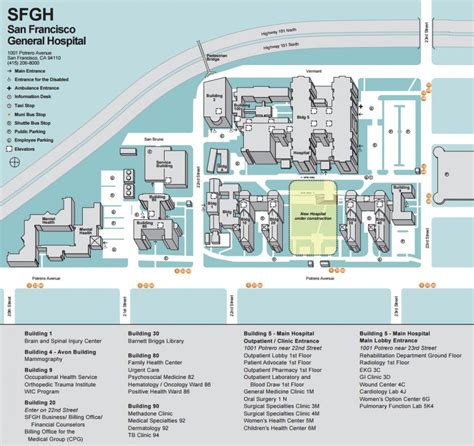 San Francisco general hospital map - SFgh campus map (California - USA)