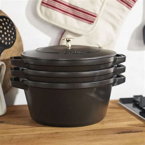 Staub Stackable 3 Piece Pot Set / Black | Borough Kitchen