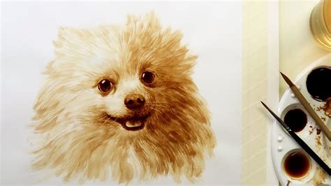 Draw and paint with coffee I Coffee Painting a Dog - YouTube