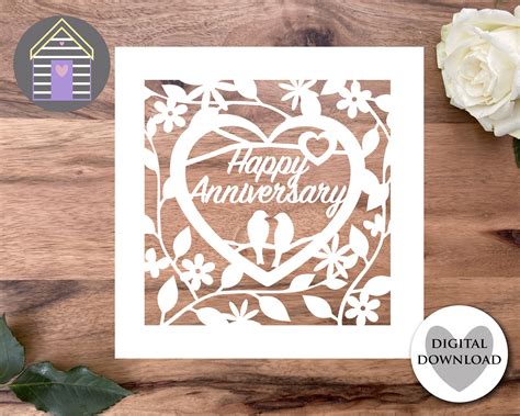 SVG Happy Anniversary Greetings Card Digital Cut File EPS - Etsy