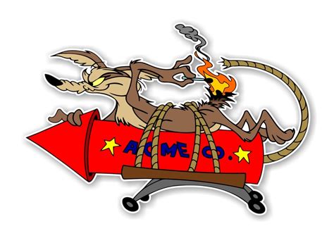 Wile E Coyote Launching ACME Rocket Precision Cut Decal / Sticker