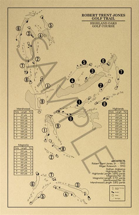 RTJ Golf Trail Highland Oaks Course Outline (Print) – GolfBlueprints