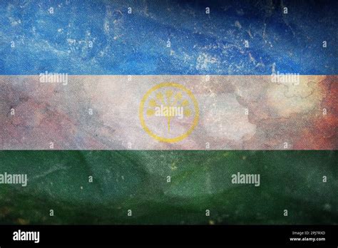 retro flag of Kipchak peoples Bashkirs with grunge texture. flag ...