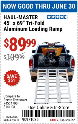 HAUL-MASTER 1500 lb. Capacity Tri-Fold Aluminum Loading Ramp for $89.99 ...