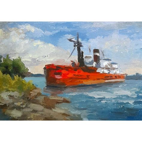 Barge Painting Caribbean Original Fine Art Ship Seascape Min - Inspire ...