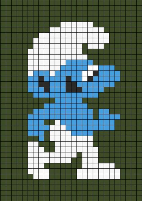 Smurf Pixel Art in 2023 | Pixel art, Pearl beads pattern, Perler bead templates