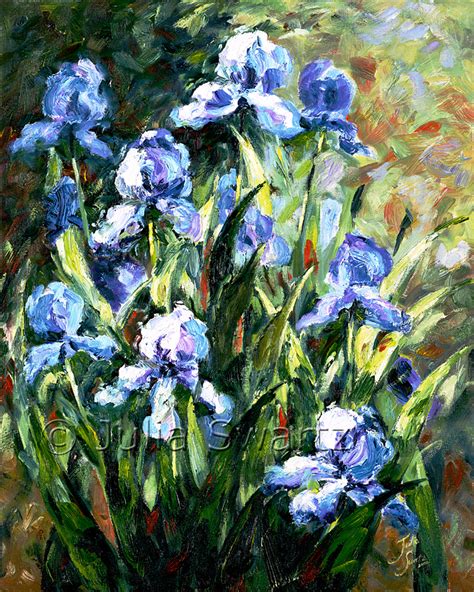 Blue Iris Flower Oil painting