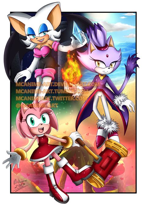 Sonic Girls: Amy, Rouge and Blaze Print A4 - Etsy