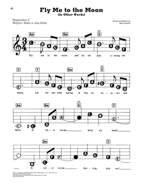 Fly Me To The Moon Clarinet Sheet Music Easy : Bennett - Fly Me To The ...