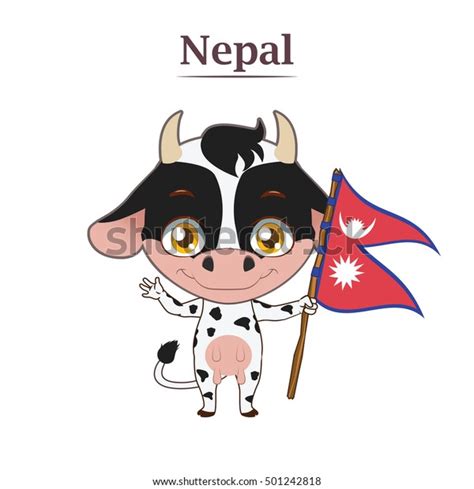 National Animal Cow Nepalese Flag Stock Vector (Royalty Free) 501242818 ...