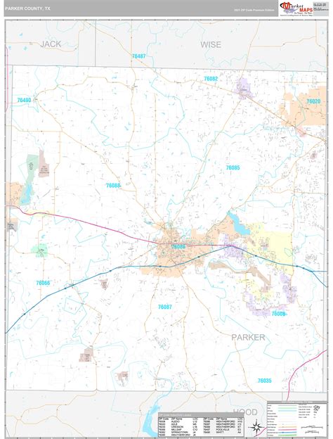 Parker County, TX Wall Map Premium Style by MarketMAPS - MapSales