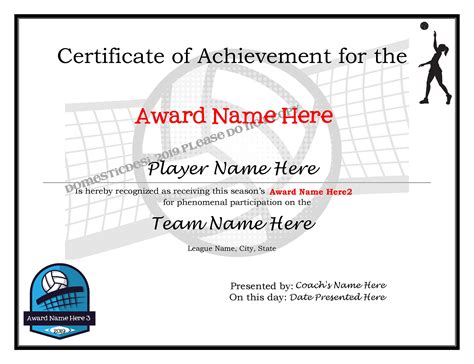 Editable Volleyball Certificates-digital Downloadable Printable ...