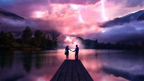 1360x768 Electric Love Couple Holdings Hands At Pier Laptop HD ,HD 4k Wallpapers,Images ...
