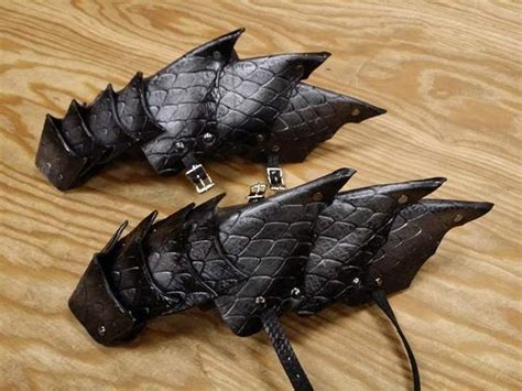 Leather Armor Dragon Scale Gauntlets - Etsy