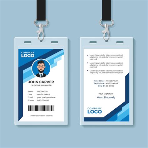 Premium Vector | Blue graphic employee id card template