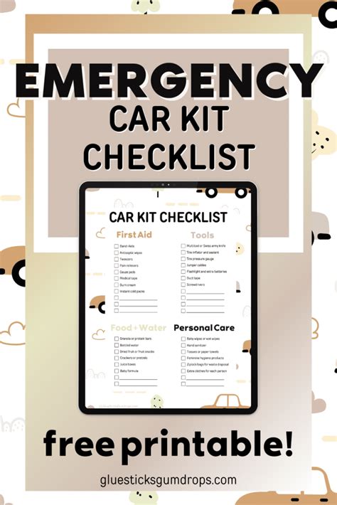 Printable Car Emergency Kit Checklist for Families