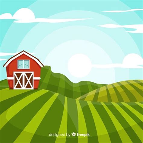 Free Vector | Farm landscape | Vector free, Farm cartoon, Cartoon ...