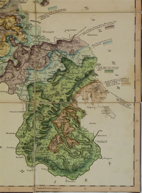 William Smith. 1823. Geological Map of Oxfordshire. Hand-coloured engr ...