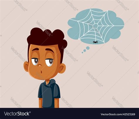 Bored little boy thinking of nothing cartoon Vector Image