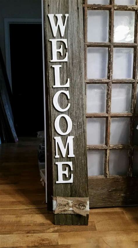 Barnwood welcome sign | Barn wood signs, Barn wood projects, Barn wood decor